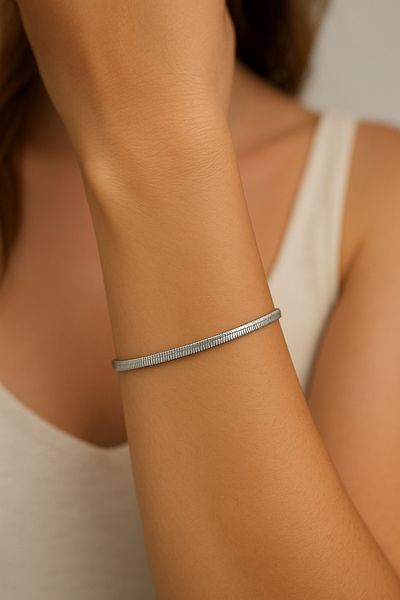 HASBY Women Men Herringbone Herringbone Chain Bracelet – Stainless Steel, Waterproof, Adjustable