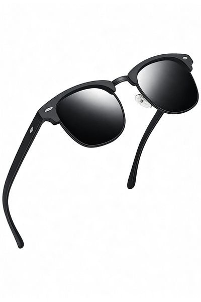 BAPPİR Unisex Sunglasses Clubmuster Frame Black