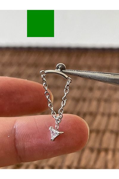 Rupen Kraft 316 L Surgical Steel Three-Point Zircon Stone Chain Lip Helix Cartilage Tragus Piercing