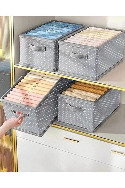 MESUT 4 Pcs Polka Dot Closet Organizer Clothing Storage Box Measurements 45.25.20