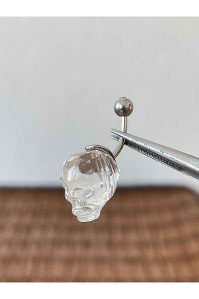 Rupen Kraft 316 L Surgical Steel Steel Crystal Skull Model Belly Piercing