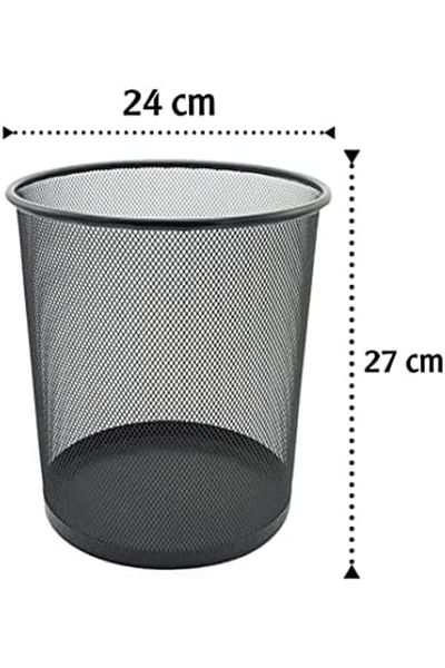 Generic Round Net Type Wire Mesh Waste Baskets, 27 cm x 24cm Size, Black