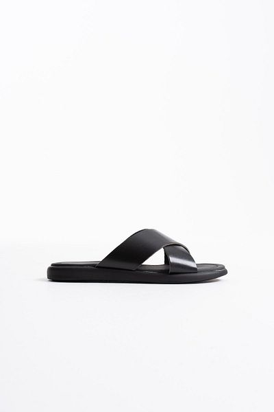 Zerenyus Weasley Premium Black Genuine Leather Slippers