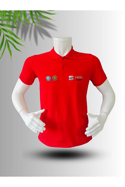 dafri Vw Seat Skoda Audi Logo Printed Polo Neck Cotton T-Shirt