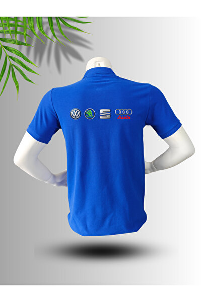 FROOY Seat Skoda Vw Audi Logo Printed Polo Neck Cotton T-Shirt