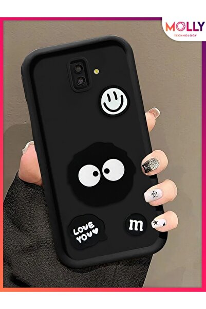 Molly Black Edges Thick 3D Embossed Cute Doodle Silicone Case for Samsung Galaxy J6 Plus