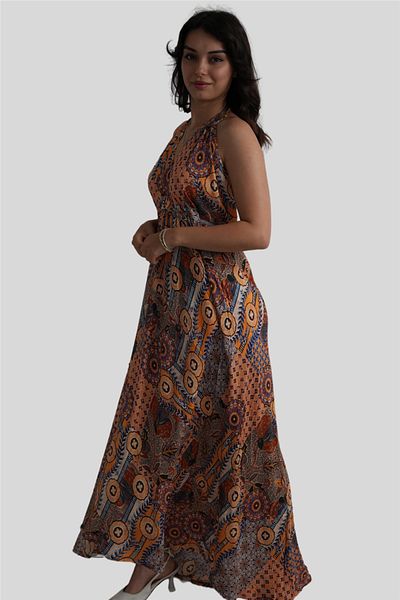 Miss Boheme Brown Halter Neck Bohemian Dress