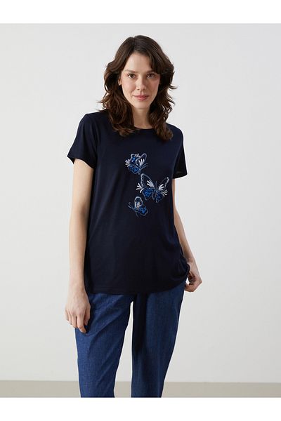 LC Waikiki Crew Neck Printed Combed Women's T-Shirt