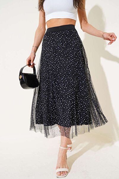 ÇİZGİN Puantiyeli tül etek