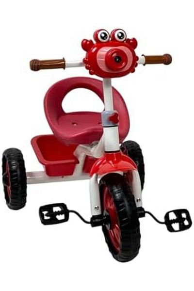 ALBADER Balance Bike For Children, Tricycle With Frog Design & Rear Basket, 3 Wheels Bike for Boys