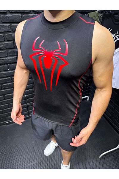 YHM Body Fitting Compression Red Printed Black Undershirt – Sports & Fitness
