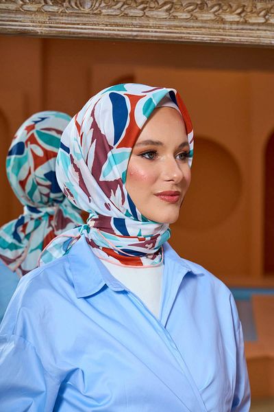 İpekhan Marrakech Συλλεκτικό Μαλακό Κασκόλ Sea Blue Tile 1206-01