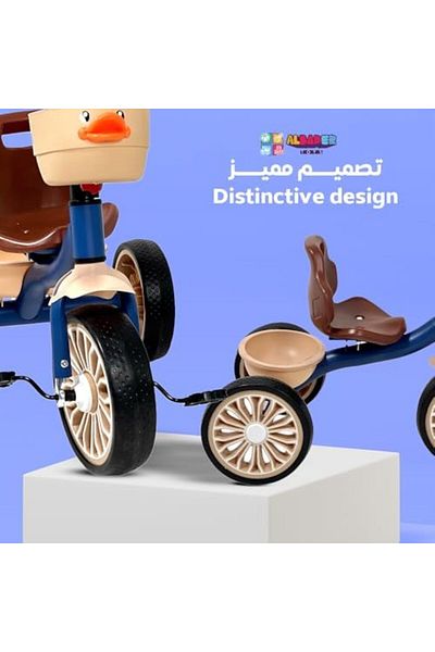 ALBADER دراجة ثلاثية العجلات قابلة للركوب، دراجة ثلاثية العجلات للأطفال الصغار بتصميم كرتوني، دراجات ثلاثية العجلات للأطفال من عمر 2 إلى 6 سنوات