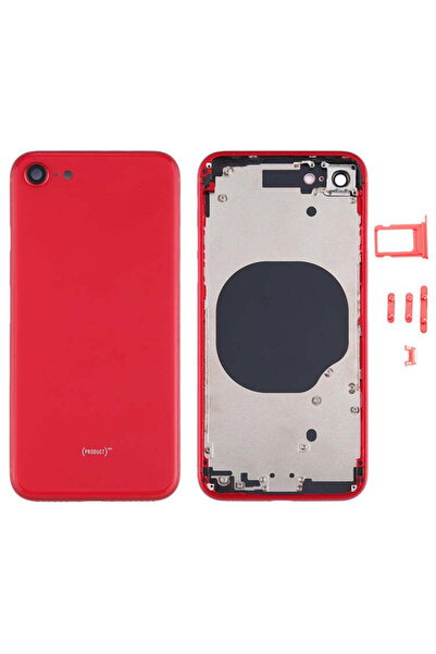 indirimplus iPhone SE 2020 Kasa Boş (Kırmızı) Kamera Lensi Çerçeveli ve Sim K...