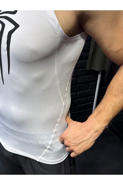 YHM Men's Black Spider Printed Athletic Singlet