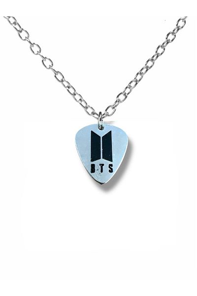 Herşey Nota Bts K-Pop Group Pen-Shaped Double-Sided Rock Sign Unisex Metal Necklace