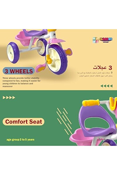 ALBADER Tricycle For Kids, Three Wheel Bike With Double Baskets, Kids Balance Bicycle For Toddlers