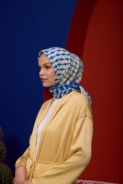 İpekhan Мек шал Marrakech Collection, цвят борово зелено и синьо, 1194-12