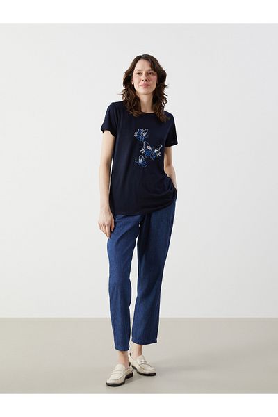 LC Waikiki Crew Neck Printed Combed Women's T-Shirt