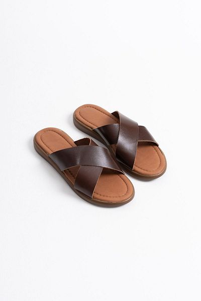 Zerenyus Weasley Premium Bitter Brown Genuine Leather Slippers