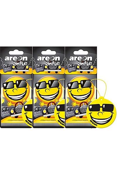 Areon Smile Dry Car Air Freshener Black Crystal, Pack of 3