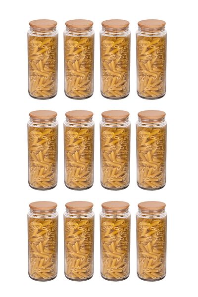 naturelove 12 Pieces Wooden Vacuum Lid Glass Jar and Food Storage Container and Organizer 1500 ml