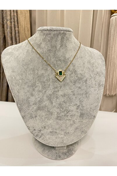 Füruzan Jewelry قلادة سيريناي من الفولاذ الحجري الأخضر