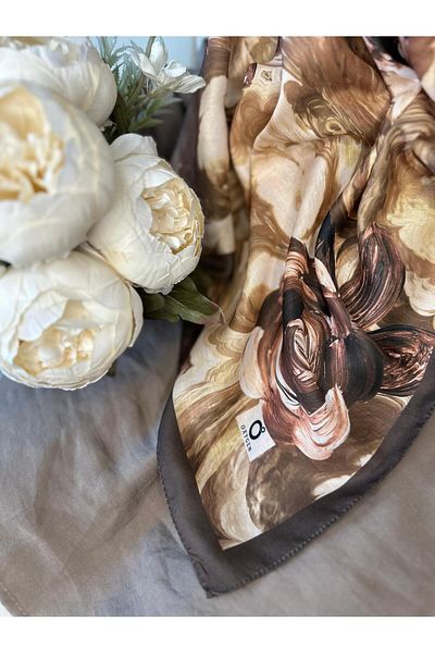 Oxygen Scarfs Summer Rose Pattern Cotton Silk Shawl-12000
