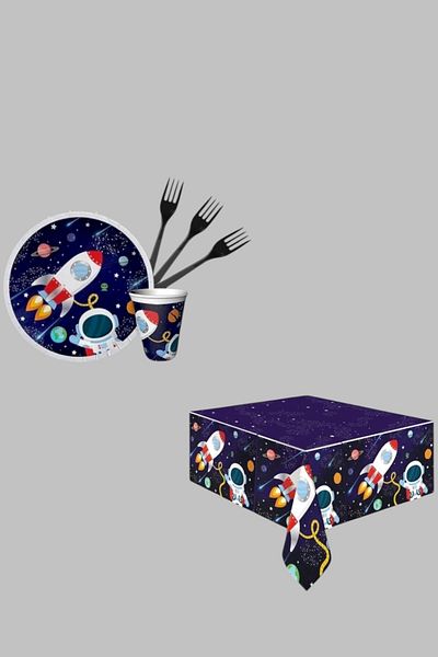 Evabrite Space 24 Person Birthday Party Set - Space Concept Party Ornament