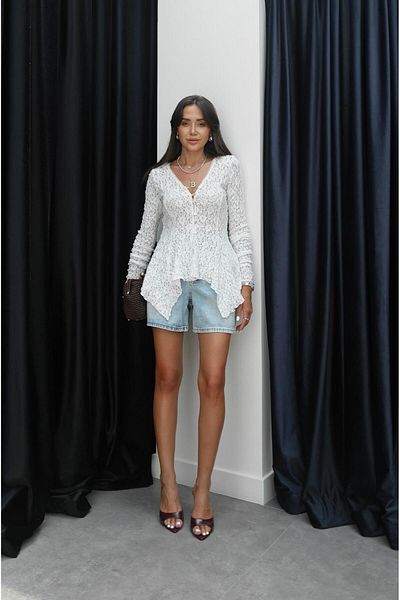 Havoş Ecru Peplum Lace Cardigan