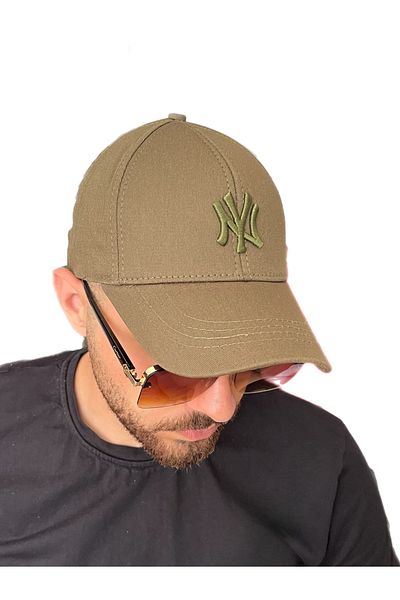 ZERAMİNE Khaki Unisex Baseball Ny Embroidered Hat Velcro