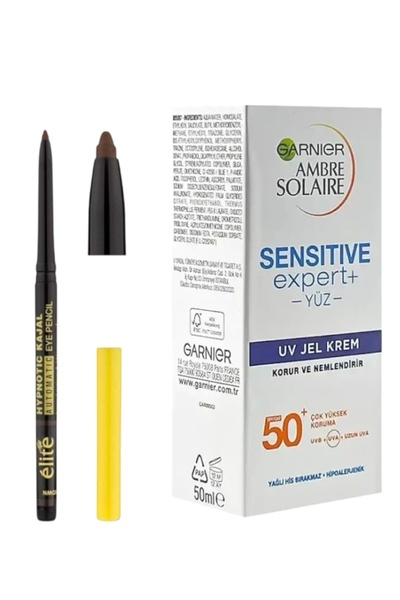 Garnier Ambre Solaire Güneş Koruyucu Yüz Kremi Spf 50 50 ml + Elite Kajal göz Kalemi Kahverengi