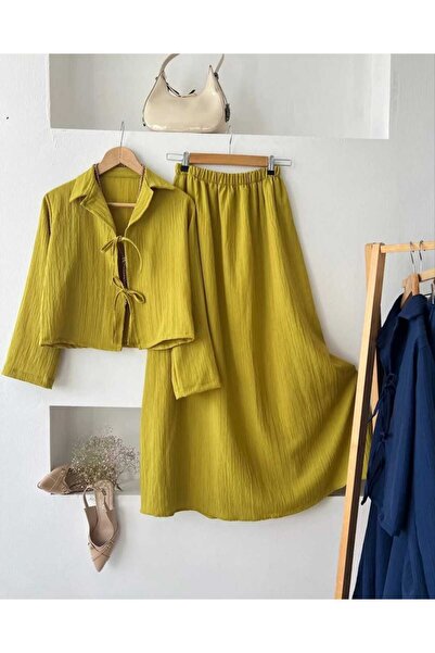 MODA ModaPerla iki bağlamalı gofre etekli takım