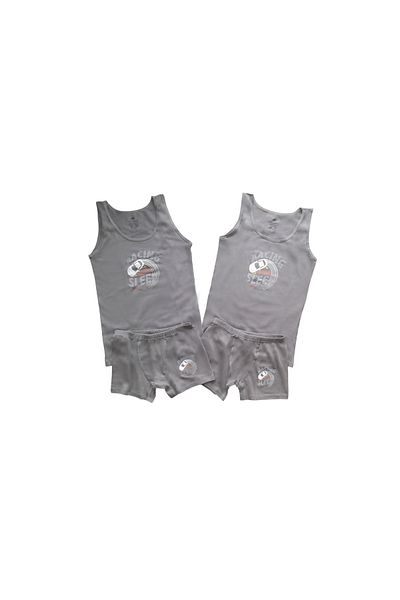 Organza Butik Boys Racing Car Printed Singlet Briefs 4 Pcs Underwear Set