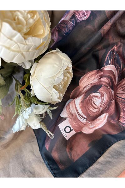 Oxygen Scarfs Summer Rose Pattern Cotton Silk Shawl-12000