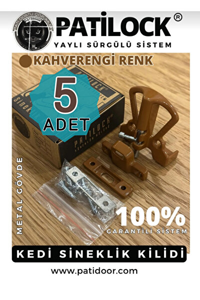 PATİDOOR Patilock Sineklik Kilidi 5'Li Paket / Kahverengi /İçeri Ve Dışarı Aç...