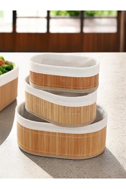 LUMİNA سلة من الخيزران مكونة من 3 قطع / مجموعة سلة من الخيزران متعددة الأغراض...