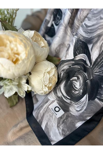 Oxygen Scarfs Summer Rose Pattern Cotton Silk Shawl-12000