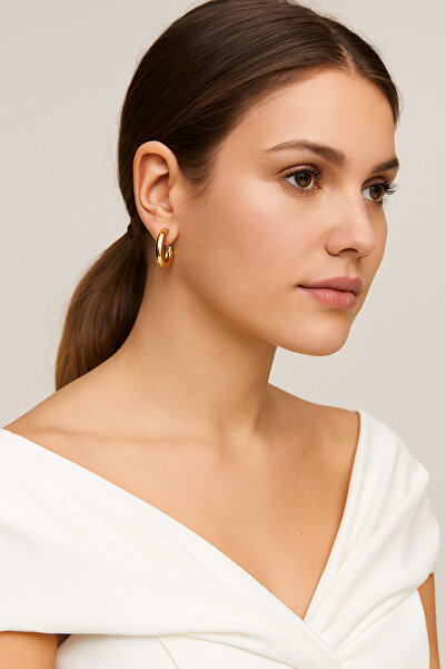 glanssieraad Altın Kaplama Kararmaz Xuping Halka Küpe – Zamansız Şıklık