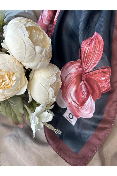 Oxygen Scarfs Summer Rose Pattern Cotton Silk Shawl-12000