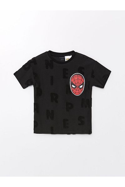 LC Waikiki Black Crew Neck Spider-Man Printed Baby Boy T-Shirt and Shorts 2-Piece Set