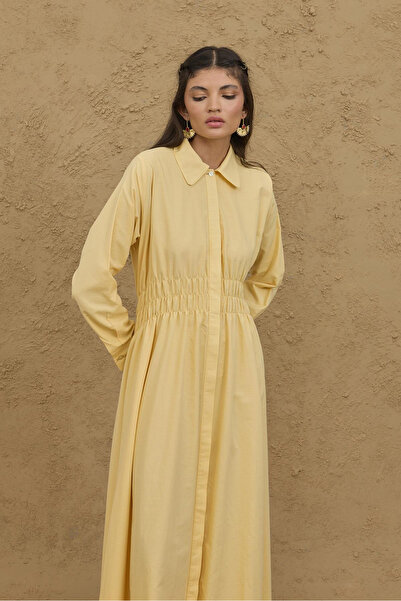 Fahhar Beli Gipeli Vual Elbise Sarı