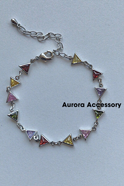 AurorAccessory سوار فولينتا شوب بسلسلة من أحجار الزركون الملونة اللامعة بقطع ...