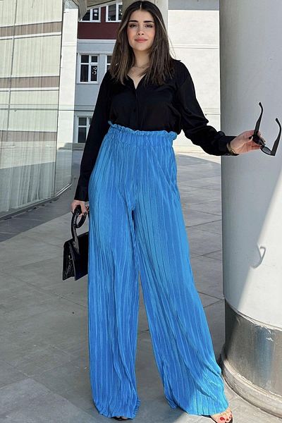 NEW LAVİVA Pantaloni albastri pentru femei - 700-3578