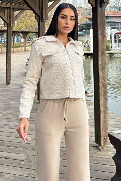 NEW LAVİVA Women's Ecru Cashmere Jacket - 700-3682