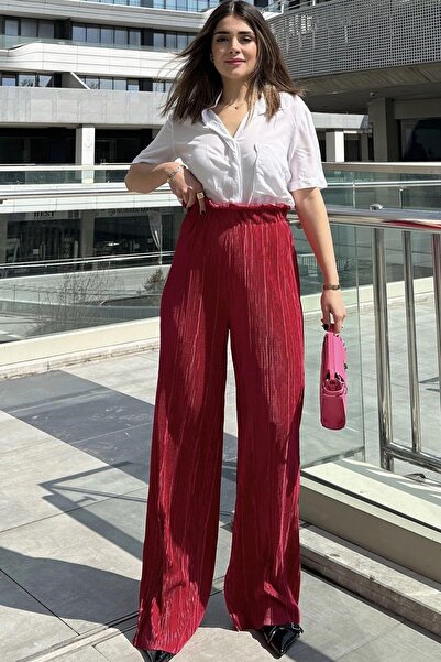 NEW LAVİVA Women's Burgundy Trousers - 700-3578