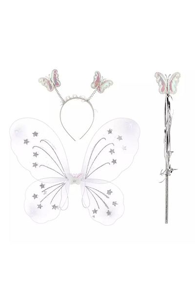 MODA Pi̇nkjoy White Butterfly Wing Wing Crown Set of 3
