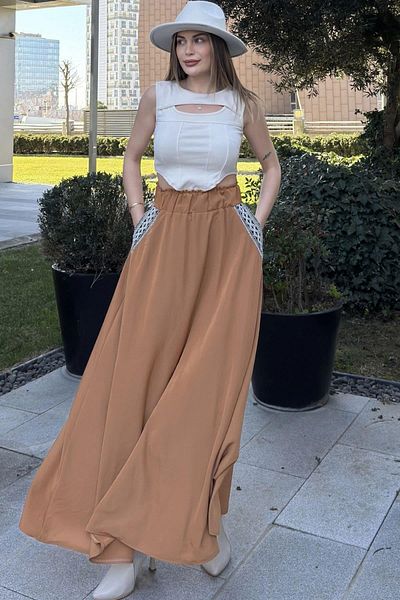 NEW LAVİVA Γυναικεία ψάθινη φούστα - 700-3389