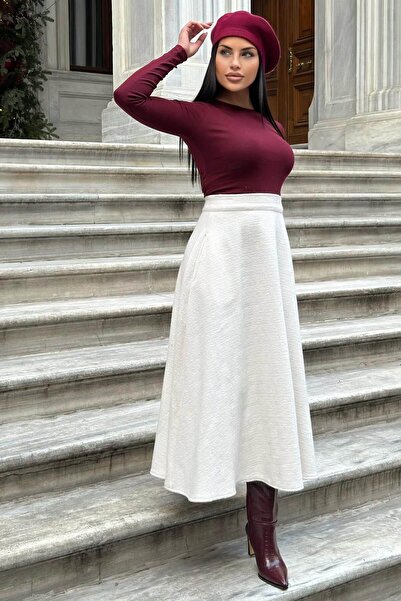 NEW LAVİVA Women's Ecru Skirt - 700-3528