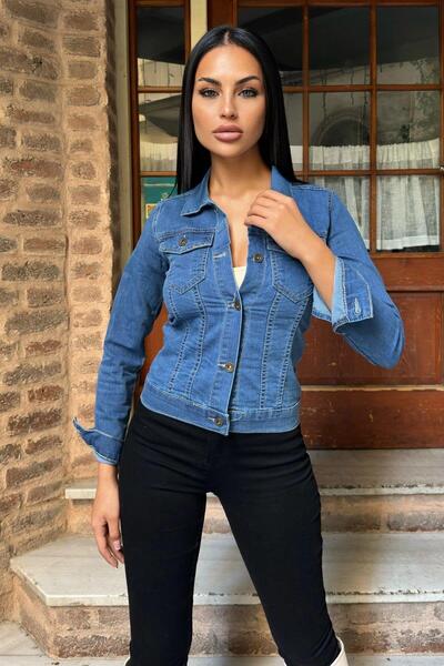 NEW LAVİVA Jachetă de blugi albastră pentru femei - 700-3477-1970